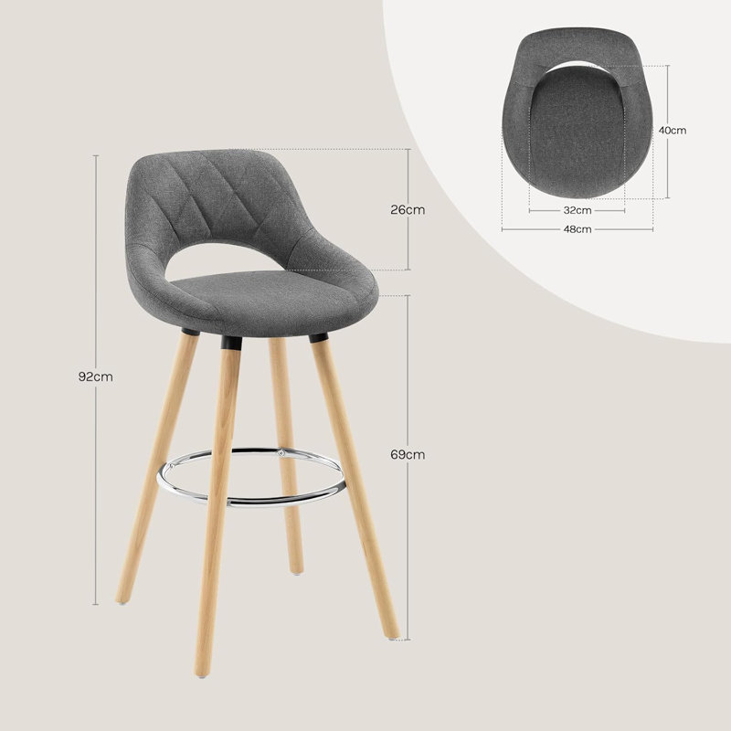 Thierry 68cm Bar Stool, Dark Grey