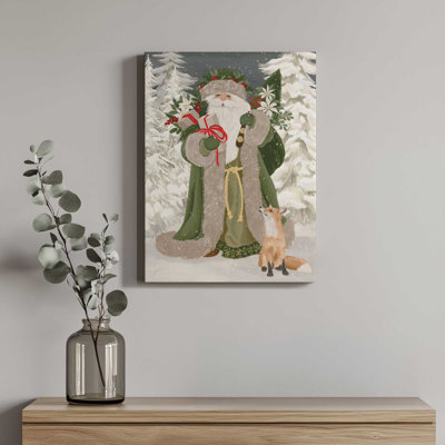 Woodland Santa and Fox by Cat Thurman Designs Art Print