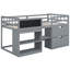 Lit mezzanine simple gris bas avec bureau, étagère à tiroirs dans un bureau mobile, tablette et tiroirs-980336413