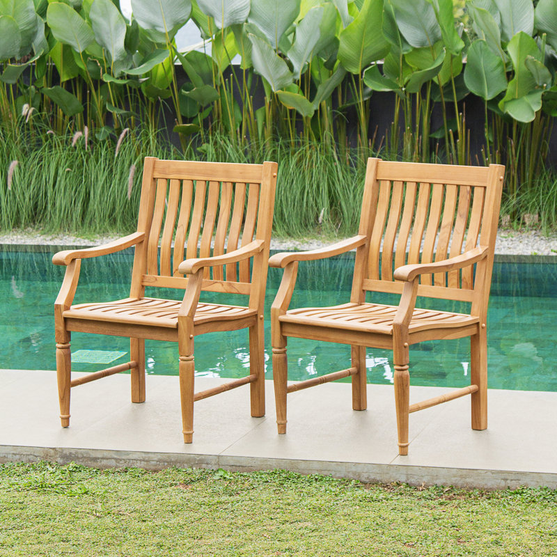 Chaise de salle à manger d'extérieur en teck 2 pièces Livingston