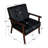 Mid-Century Retro Modern Accent Chair Wooden Arm Upholstered Tufted Back Lounge Chairs Seat Size 24.4" 18.3" (Deep) (Square Leg Black)-834688735