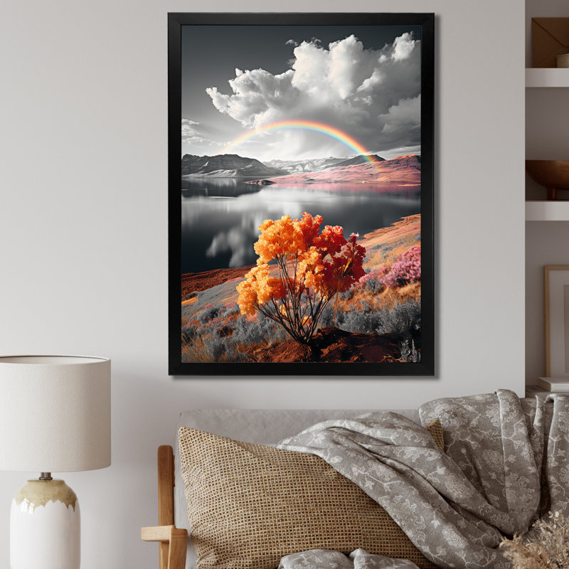 " Rainbow Chromatic Contrast Landscape ", Black Picture Framed, 20" H x 12" W x 1" D