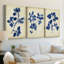 Indigo Leaf Study IV - Toile tendue sur mesure avec châssis - 3 pièces-1372734526