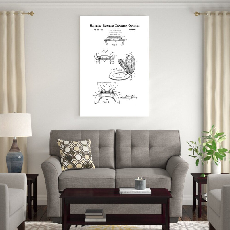 «Bath Time Patents V» par Studio W - reproduction sur toile tendue, H 48 po x l 32 po
