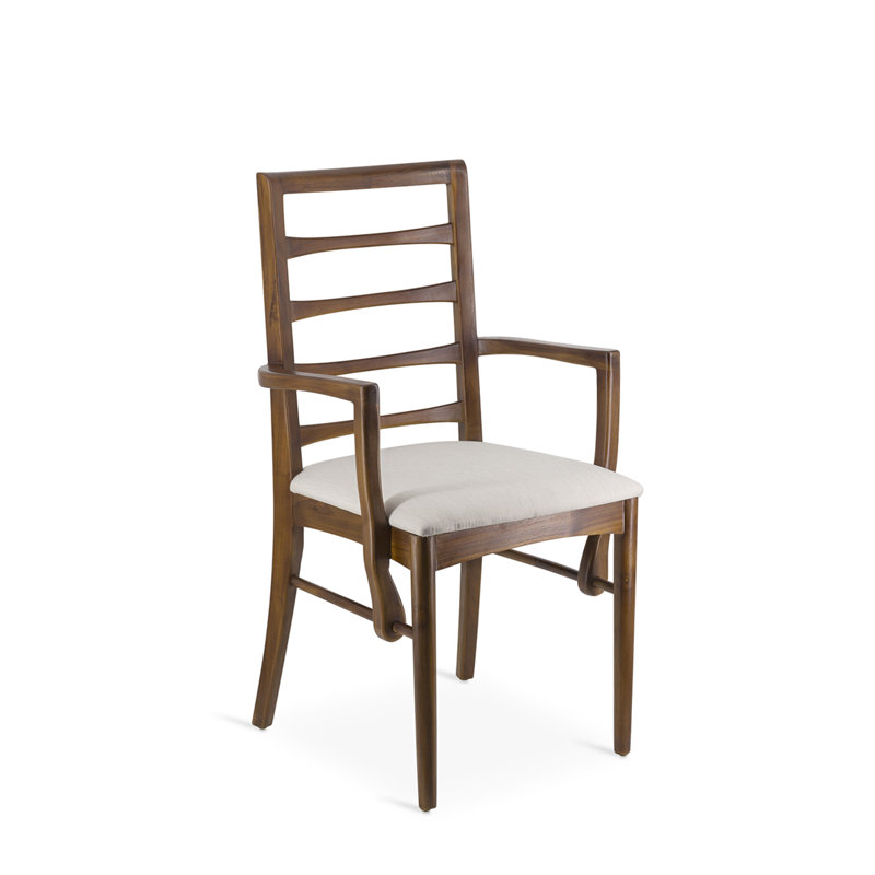 Arets 46cm H Polyester Upholstered Ladder Back Armchair in Brown