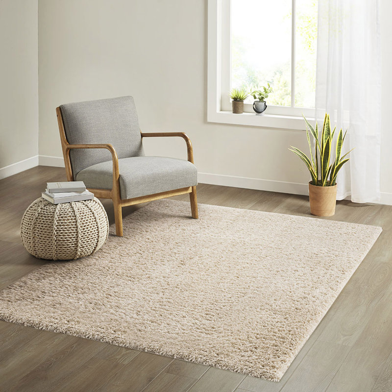 Super Soft Polyester Shag Area Rug, Rectangle 6'6" x 9'