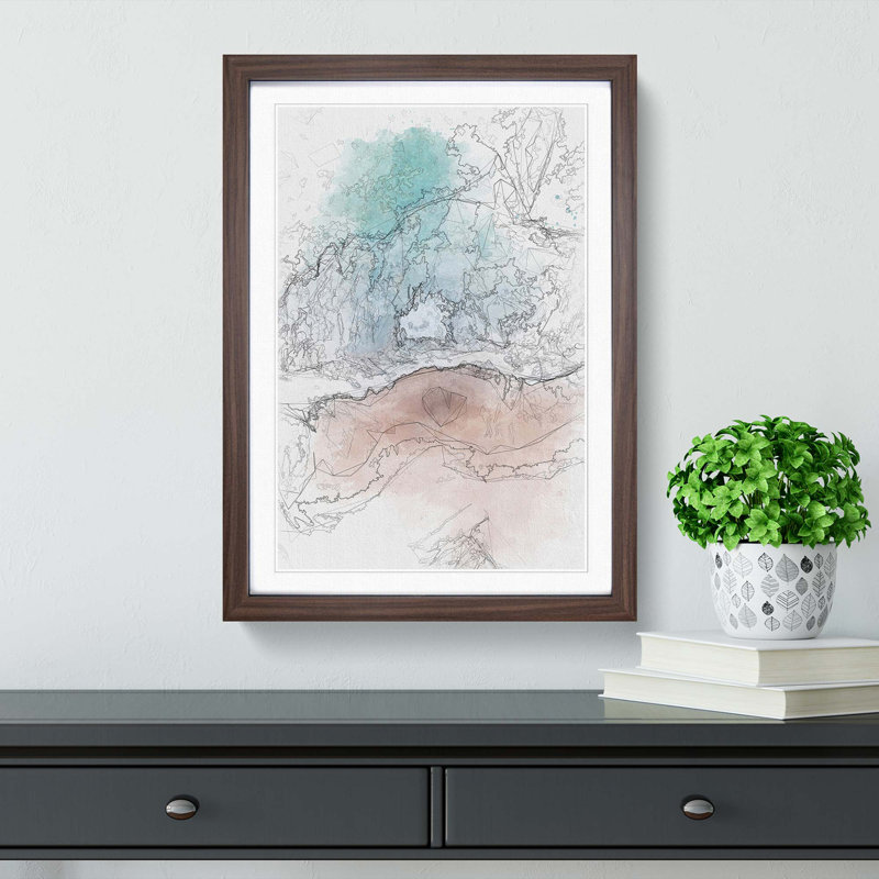 Sandy Beach in Abstract - Picture Frame Graphic Art Print, 50cm H x 35cm W x 2cm D, Walnut