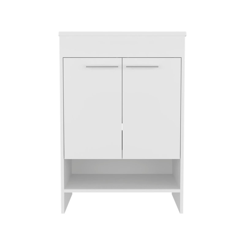 Sophia Floor Vanity 60" With Four Drawers And Two Open Shelves, White