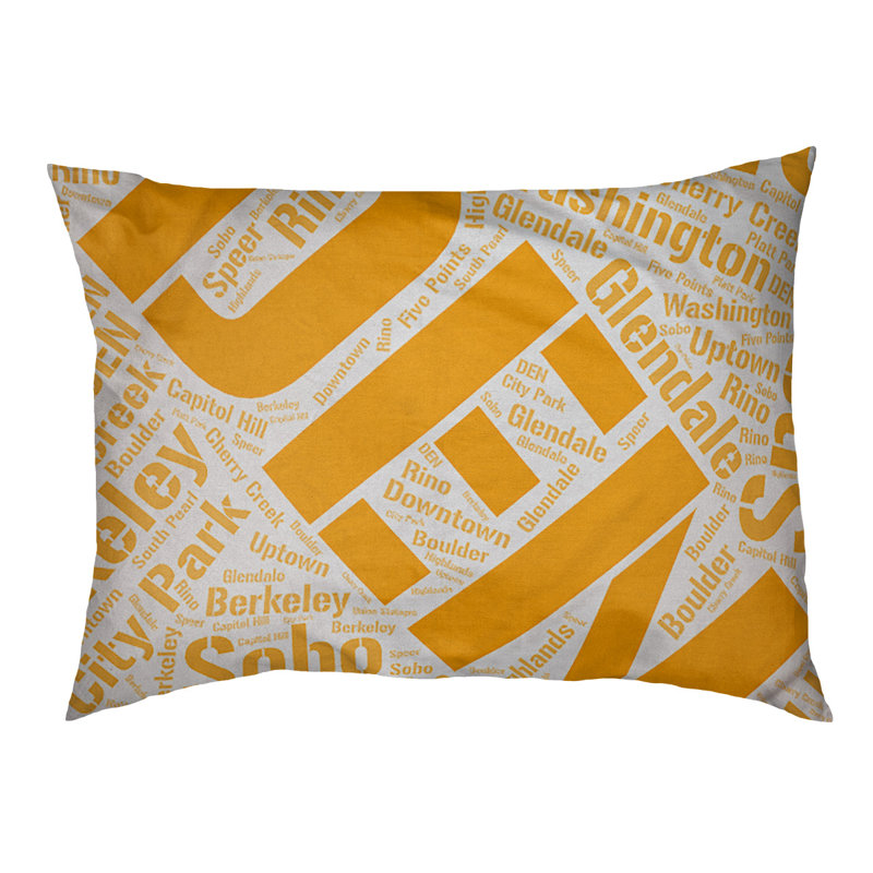 Coussin de chien « districts », Très grand (H 17 po x l 50 po x P 40 po), Denver, Orange