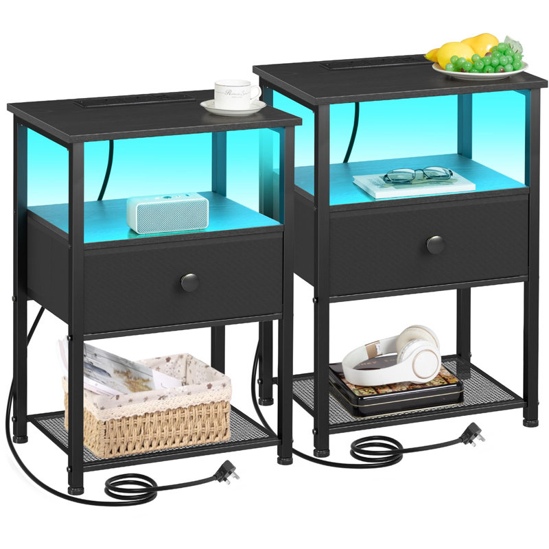 38.9cm W Metal Bedside Table