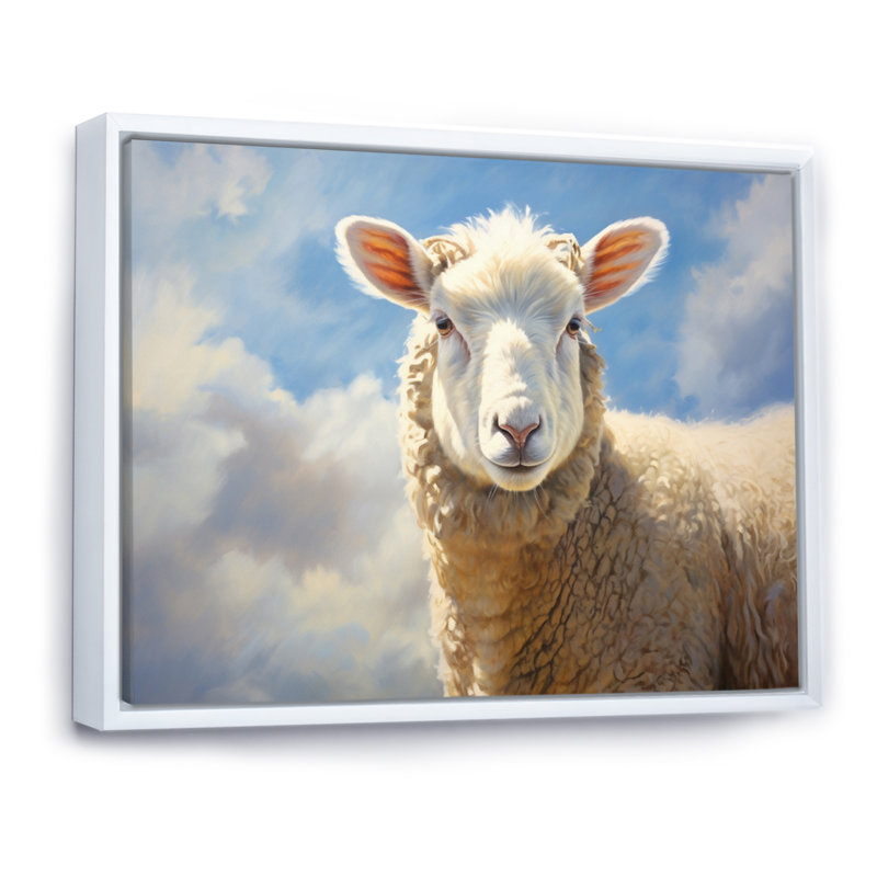 Portrait de mouton I - impression, H 34 po x l 44 po x P 1,5 po, Cadre flottant blanc