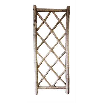 Debarked Teak Log Wood Diamond Trellis Panel