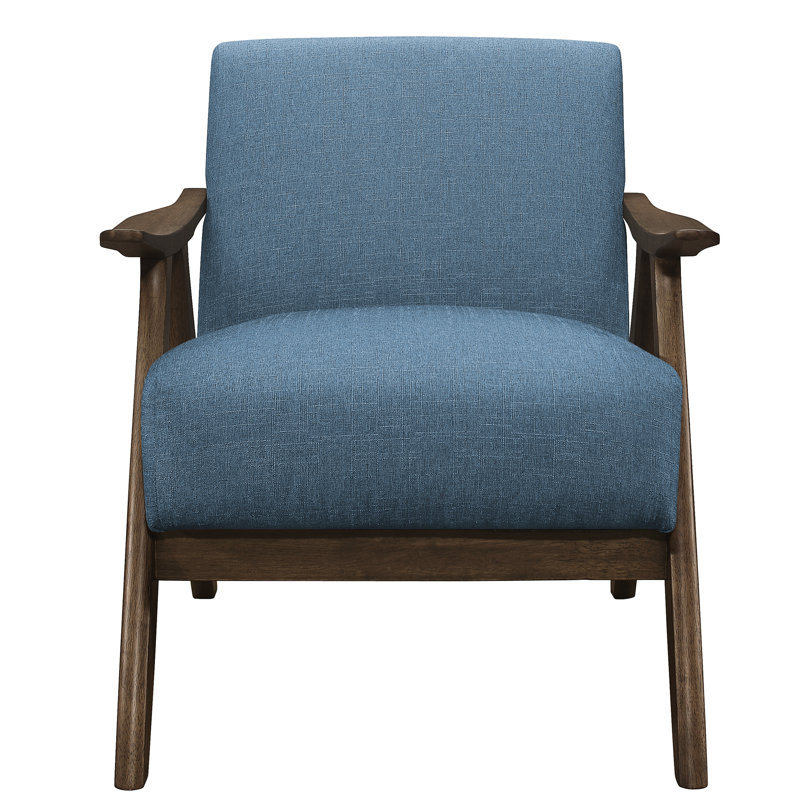 Fauteuil d'appoint en tissu bleu, structure en bois de noyer massif de style rétro, décoration moderne, poids de 28,02 lb, largeur de siège de 21,5 po, profondeur de siège de 21 po: finition, rembourrage en mousse, housse texturée