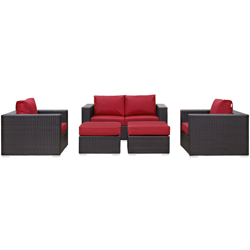 Convene 4 - Person Patio Conversation Set with Cushions, Red