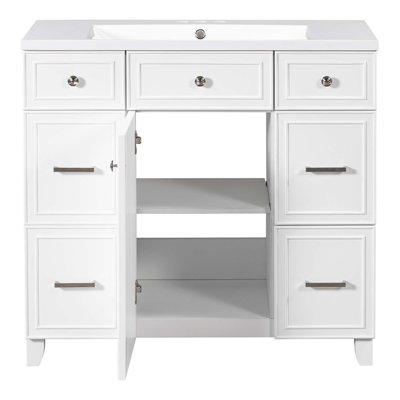 Ensemble de meuble-lavabo 36 po avec lavabo, lavabo simple, meuble-lavabo avec porte à fermeture douce et tiroir