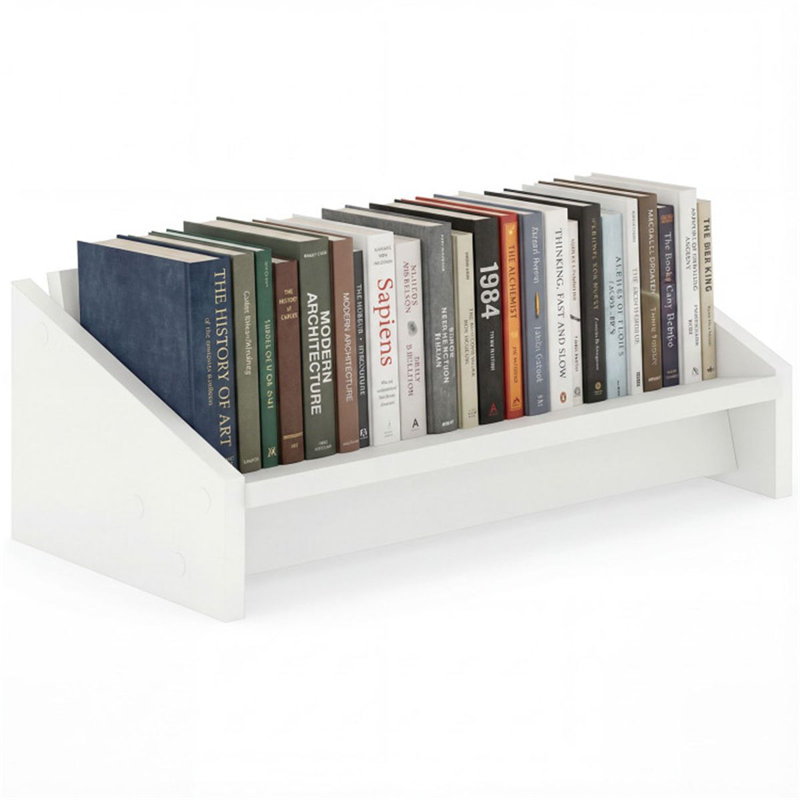 Organisateur de bibliothèque de bureau en bois, petite bibliothèque inclinable pour le rangement de bureau à domicile