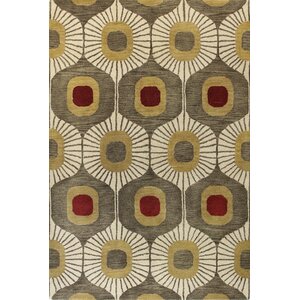 Hayashi Geometric Handmade Tufted Wool Mocha Area Rug