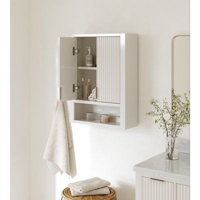 Ariel Milan Bathroom Wall Cabinet 31"H x 23.1"W x 8"D - Open Shelf - Warm White