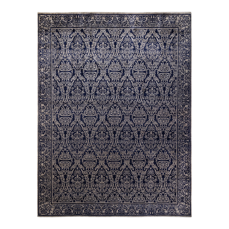 Tapis noué à la main gris unique de 9 pi 1 po x 12 pi 1 po Haynie