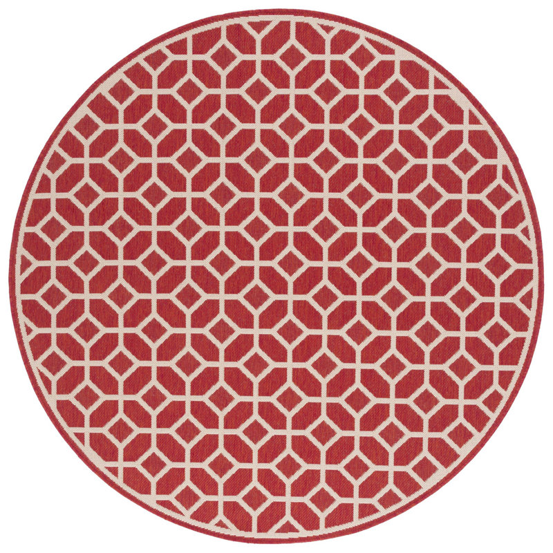 Acushnet Performance Geometric Indoor/Outdoor Area Rug, Round 6'7"