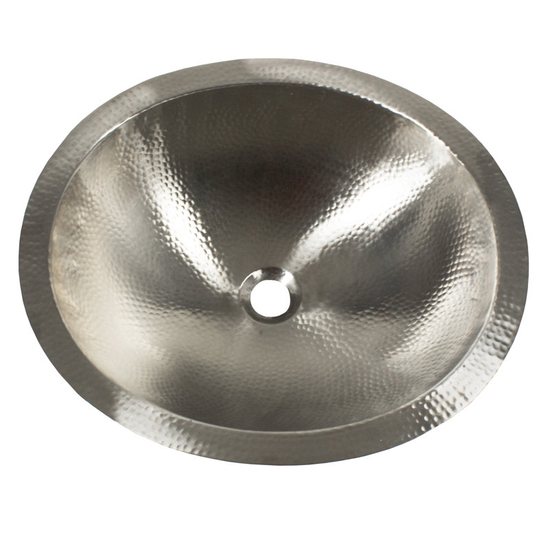 OVS2017 19.75 Inch Hand Hammered Matte Stainless Steel Oval  Bathroom Sink