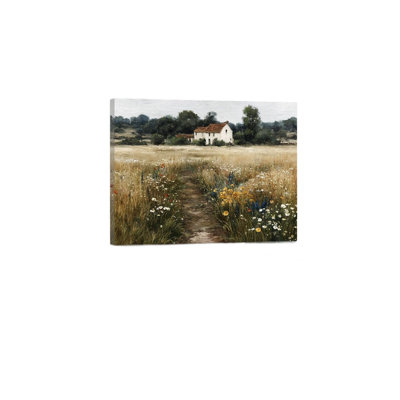 Country Cottage Path, 24 X 36 Inch, Built-In Back Wood Frame Wall Art