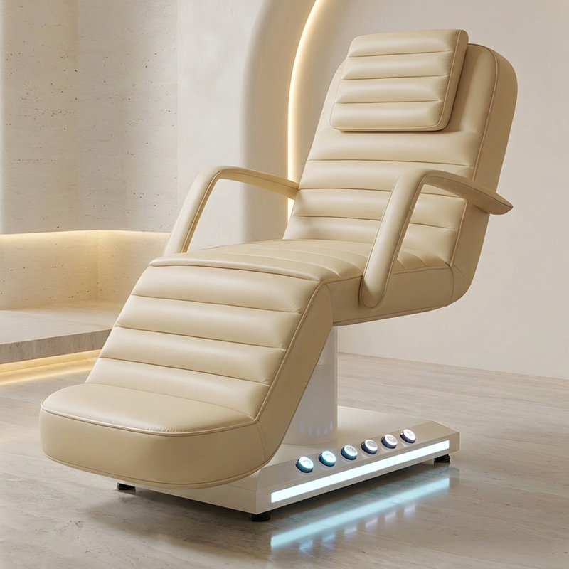 Lit de massage électrique à hauteur réglable, dossier et repose-jambes, table de massage professionnelle avec télécommande et commande au pied, boutons à DEL