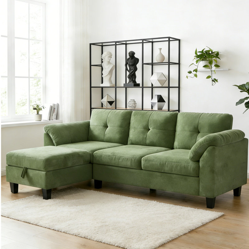 Canapé modulaire de 76,4 po à 3 sièges avec coussins d'accoudoirs, méridienne convertible et canapé rembourré doux pour le salon