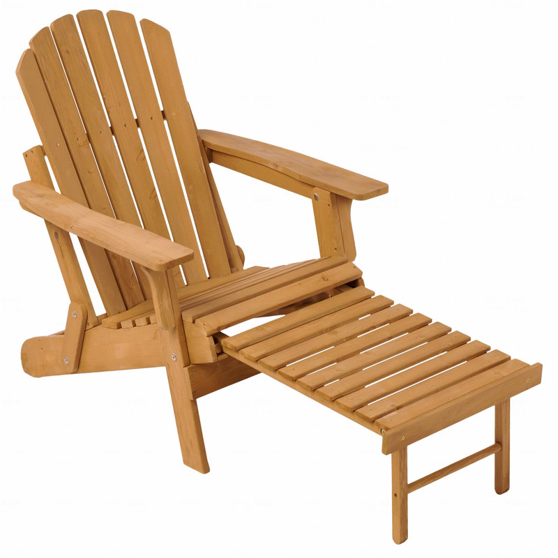 Chaise Adirondack pliante en bois pour l'extérieur avec repose-pieds rétractable, dossier et siège pré-assemblés, chaise de patio en bois pour patio
