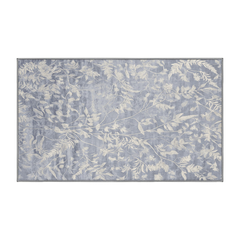 Machine Washable Gray Area Rug, Rectangle 6' x 9'