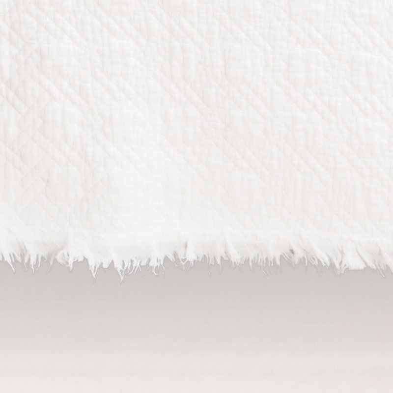 Ensemble de courtepointe en coton standard Marcine, Courtepointe très grand + 2 taies décoratives, Blanc