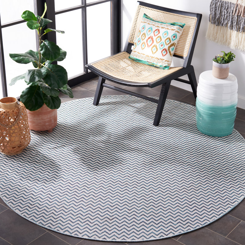 Tapis intérieur / extérieur Eckhart Performance Chevron, Rond 6 pi 5 po