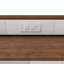 Îlot de cuisine avec table extensible et rotative, panneau de fibres à densité moyenne avec placage de noyer au design rétro, 4 tiroirs et armoires à portes en verre avec prise intégrée, station de repas extensible pour 2 à 4 personnes