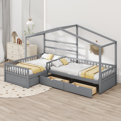 Twin Size House Platform Bed With Three Storage Drawers -  Harper Orchard, DC8FD05E6A2C421EB5A24F5D8F30ABDB