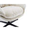 Chaise de bureau en chenille moderne, fauteuil club pivotant à 360 ° / fauteuil d'appoint avec coussin amovible, chaise de bureau ronde, base en métal noir, matériau en coton, salon, chambre à coucher, coin lecture, bureau (beige)-108845036