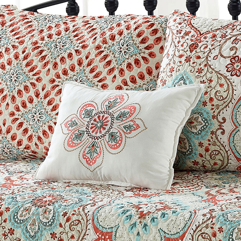 Bennington Damask Coral Reversible Daybed Cover Set