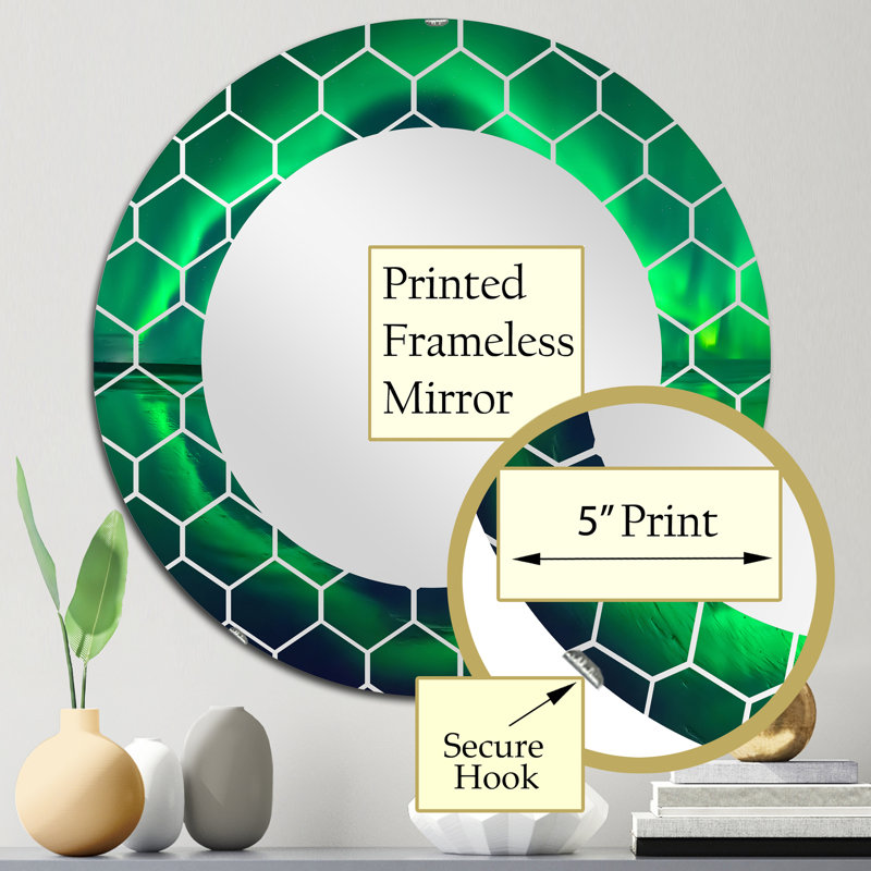 Green Aurora Northern Light - Miroir mural nautique et côtier, 24 po x 24 po