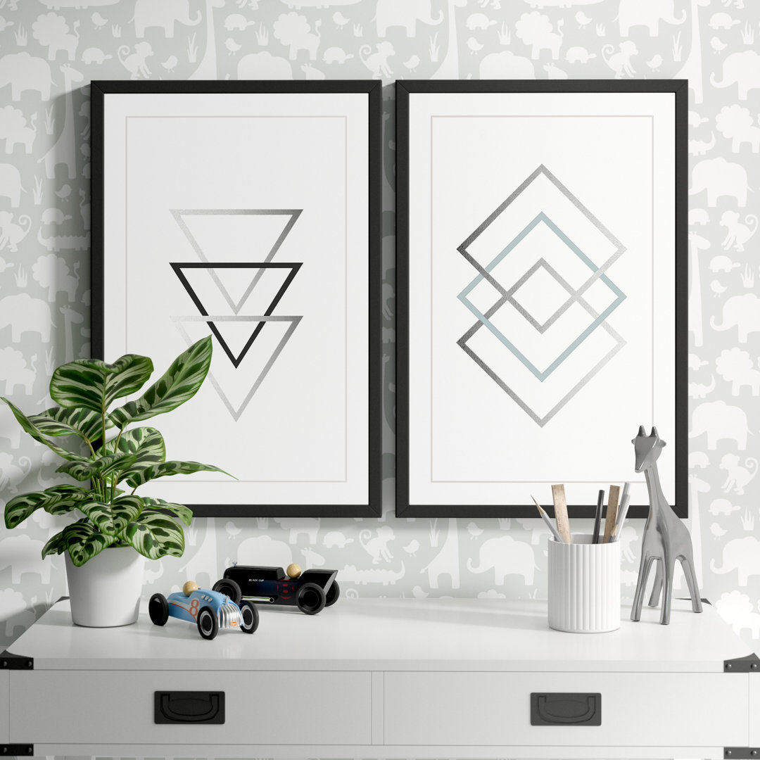 Three vs. Three Diptych' 2 - Piece Set Framed Art Mack & Milo™ 