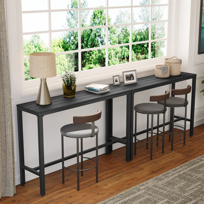 Indoor & Outdoor Bar Table, 37.2" H x 15.6" W x 110.2" L, Black