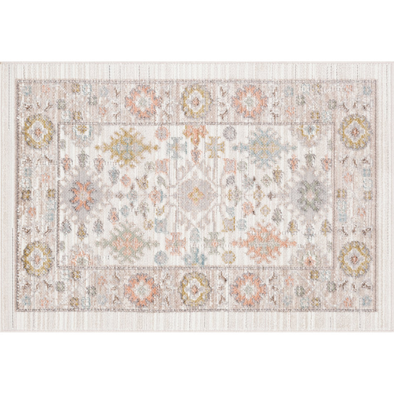 Gurpaige Traditional Oriental Brown Polyester Area Rug, Rectangle 2' x 3'