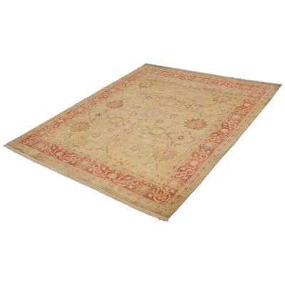 Tapis zone en laine beige/rose 8 pi x 10 pi à main one-of-kind-noué la 2010 ushak Falkirk