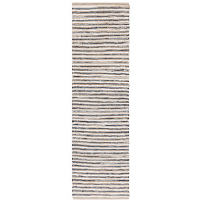 Abishanth Woven Jute/Canvas/Cotton Performance Striped Rug in Natural/Navy