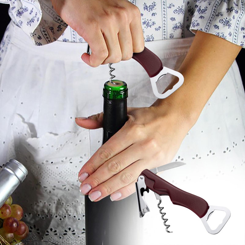 Tire-bouchon portatif 3-en-1 avec coupe-bouteille et bouteille à eau, E