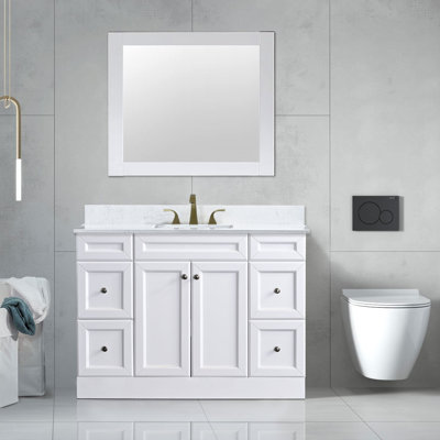 Chedrick 48'' Single Bathroom Vanity with Engineered Marble Top