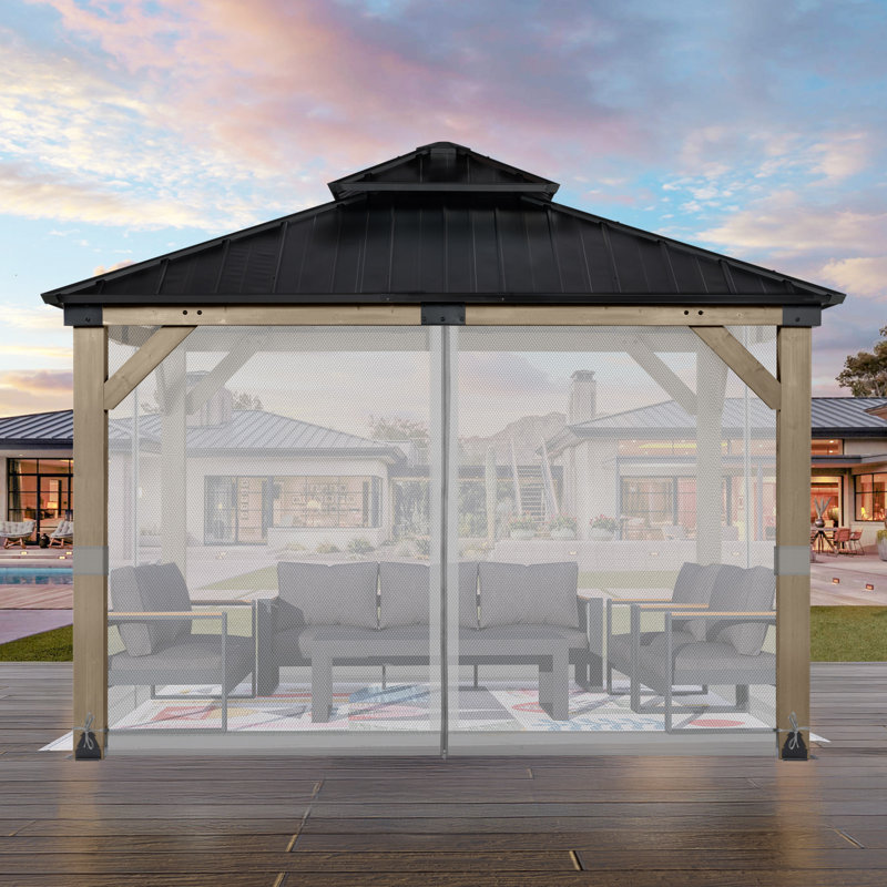 Moustiquaire pour pavillon de jardin Aoodor, H 82,68 po x l 120 po x P 144 po, Gris