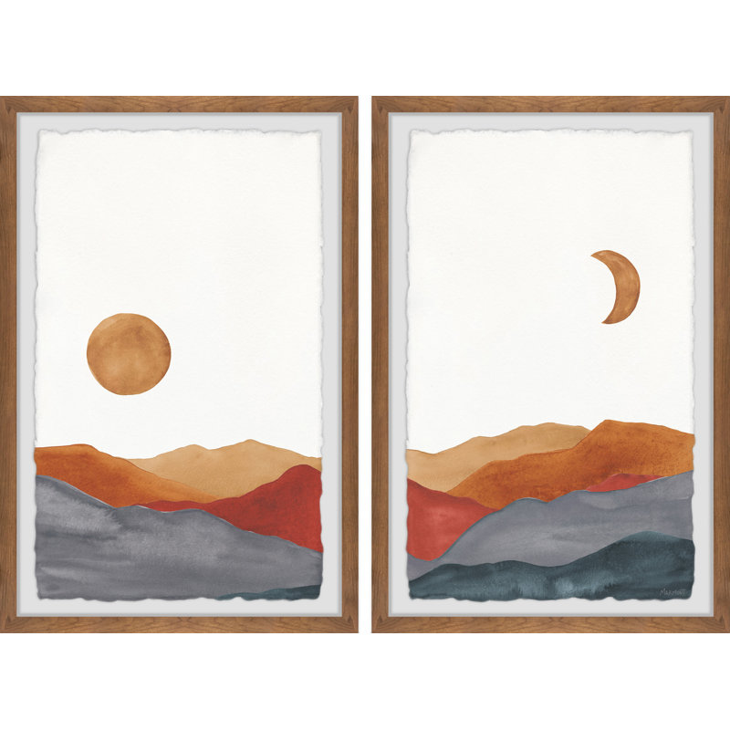 Johnnie Glowing Mountains by Marmont Hill - 2 Piece Single Picture Frame Painting, 91cm H x 183cm W x 3.8cm D