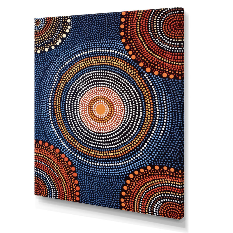 «Native Circular Dot Art Compositions», reproduction d'art sur toile, H 32 po x l 24 po x P 1 po, Toile tendue