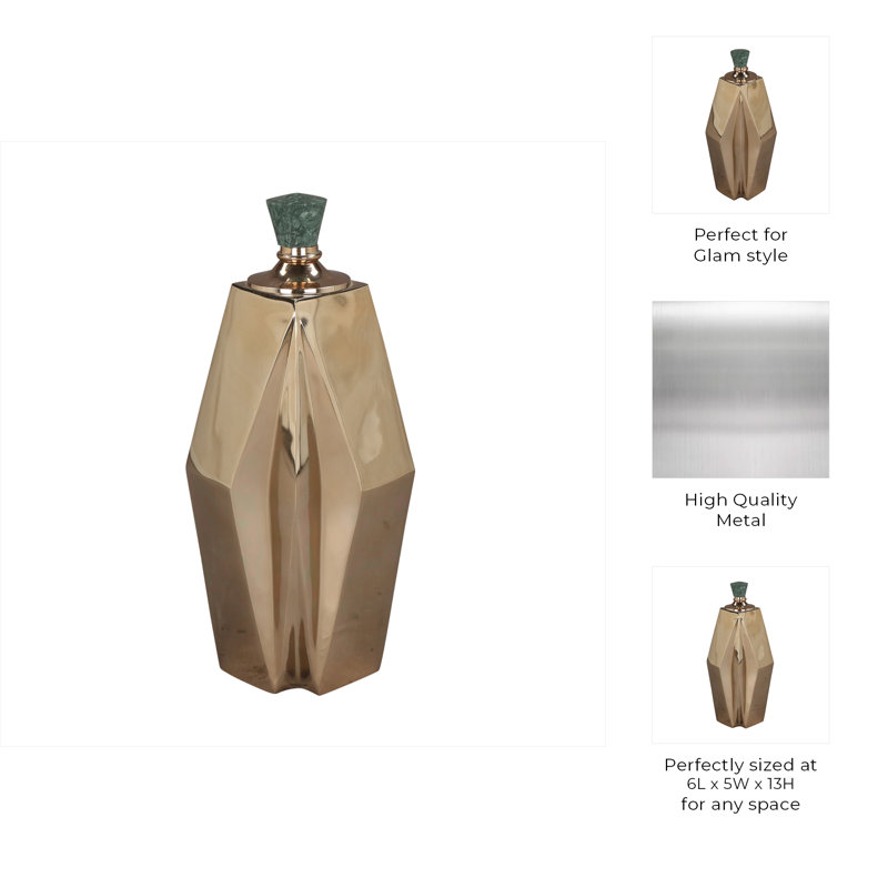Handmade Metal Decorative Bottle, 13" H x 6" W x 5" D