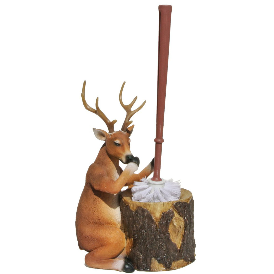 Pee-ew Stinky Deer Freestanding Toilet Brush with Holder Set De Leon Collections