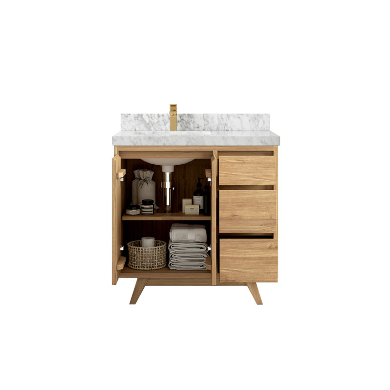 Ensemble de meuble-lavabo simple 36 po Kristynn, Marbre de Carrare